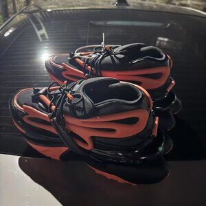 BALMAIN Men's Low-Top B-Bold Sneakers | Black/Orange | EU 42 |